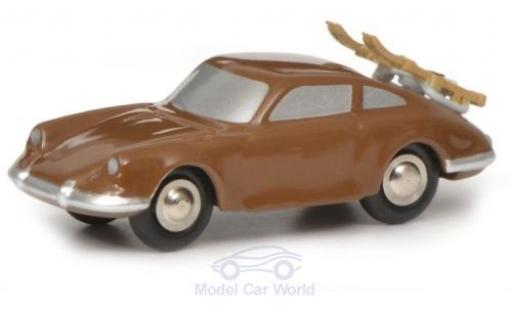 Diecast model cars Porsche 911 1/90 Schuco brown mit Skiträger Porsche 911 1/90 Schuco brown mit Skiträger diecast model cars