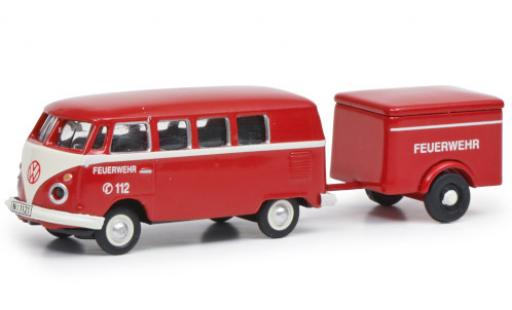 Volkswagen T1 1/87 Schuco c Bus Feuerwehr mit Anhänger diecast model cars