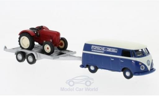 Diecast model cars Volkswagen T1 A 1/87 Schuco c Kastenwagen mit Autoanhänger und Porsche Junior Volkswagen T1 A 1/87 Schuco c Kastenwagen mit Autoanhänger und Porsche Junior diecast model cars