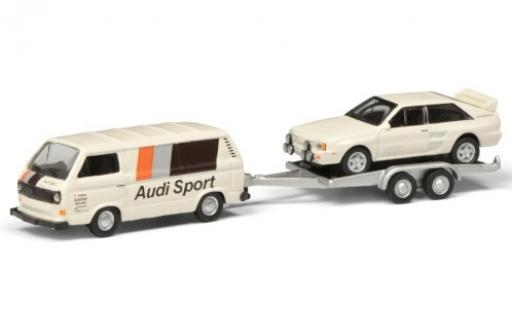 Volkswagen T3 1/87 Schuco b Kasten Audi Sport avec remorque et Audi quattro diecast model cars
