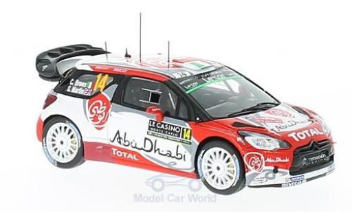 DS Automobiles DS3 1/43 Spark Citroen WRC No.14 Citroen Total Abu Dhabi WRT WRC Rallye Monte Carlo 2017 C.Breen/S.Martin diecast model cars