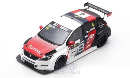 Peugeot 308 1/43 Spark TCR No.4 TCR Europe Spa-Francorchamps 2018 J.Briche diecast model cars