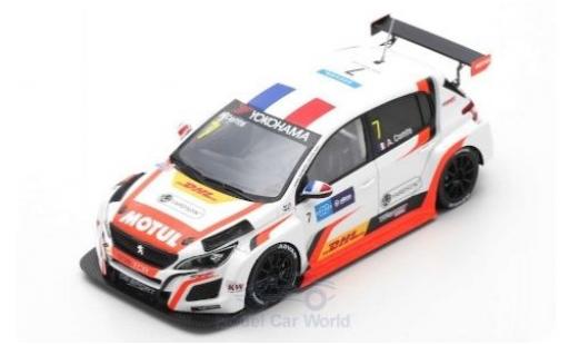 Peugeot 308 1/43 Spark TCR No.7 DG Sport Competition Race WTCR Macau Guia Race 2018 A.Comte diecast model cars
