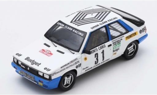 Renault 11 1/43 Spark Turbo No.31 Simon Clarr Racing Rally Monte Carlo 1985 A.Oreille/S.Oreille diecast model cars