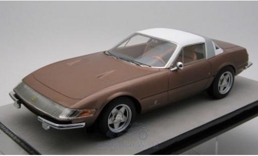 Diecast model cars Ferrari 365 1/18 Tecnomodel GTB/4 Daytona Coupe Speciale metallic bronze/white 1969 Ferrari 365 1/18 Tecnomodel GTB/4 Daytona Coupe Speciale metallic bronze/white 1969 diecast model cars