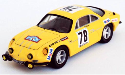 Alpine A110 1/43 Trofeu Renault No.78 Midi Libre Criterium des Cevennes 1969 B.Wollek/M.Grandrive diecast model cars