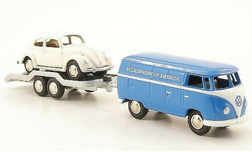 Volkswagen T1 B 1/87 Bub van of America with Kafer Service 1960 diecast model cars