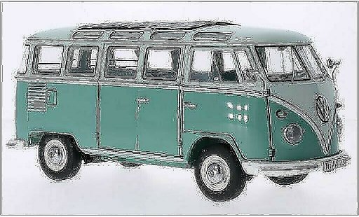 Volkswagen T1 B 1/18 Schuco Samba turquoise/beige 1959 diecast model cars