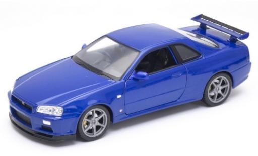 Nissan Skyline 1/24 Welly GT-R (R34) metallic blue RHD diecast model cars