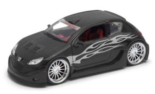 Diecast model cars Peugeot 206 1/24 Welly matte noir/Décorer Peugeot 206 1/24 Welly matte noir/Décorer diecast model cars