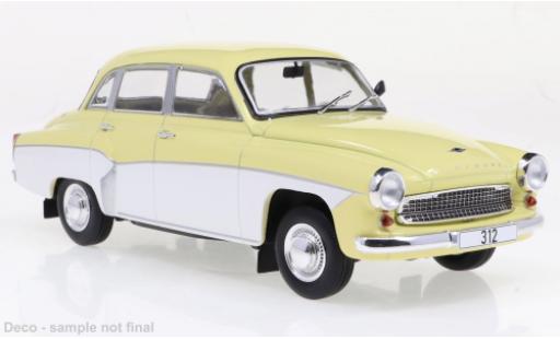 Diecast model cars Wartburg 312 1/24 WhiteBox yellow clair/white 1965 Wartburg 312 1/24 WhiteBox yellow clair/white 1965 diecast model cars